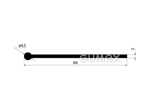 "I" Gummiprofil, 60x4,5/2mm, 70°ShA, EPDM, -40°C/+100°C, schwarz, 